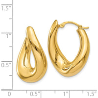 14K Yellow Gold Twisted Oval Hoop Earrings - Polished Finish by Oro Pregiato