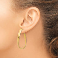 14K Yellow Gold Twisted Oval Hoop Earrings with Omega Clip Back - 42.24mm Length, 5mm Thickness by Oro Pregiato