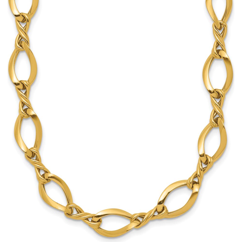 14K Yellow Gold Twisted Oval Link Necklace - 18 Inches by 0