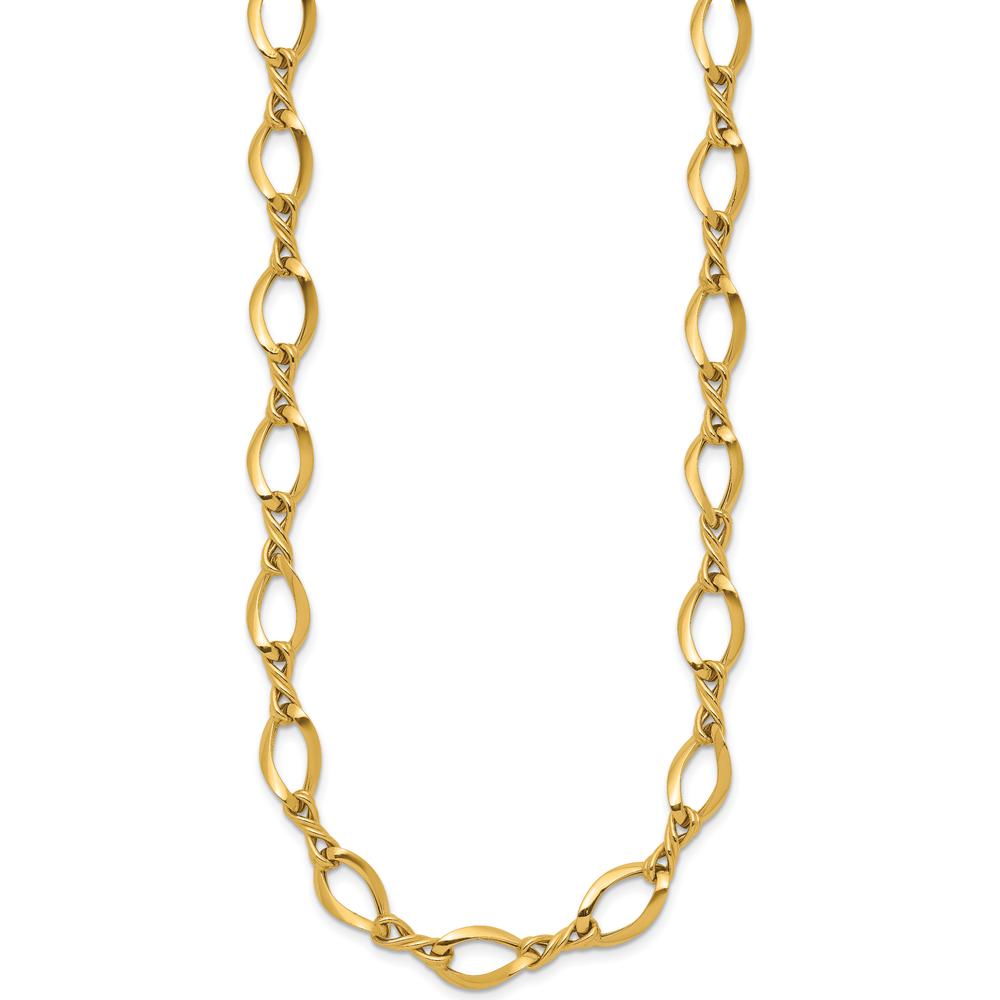 14K Yellow Gold Twisted Oval Link Necklace - 18 Inches by 0