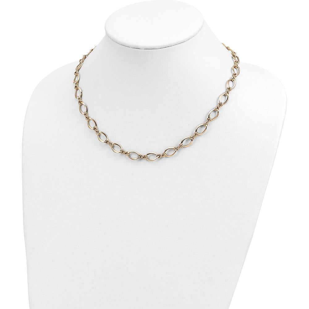 14K Yellow Gold Twisted Oval Link Necklace - 18 Inches by 0