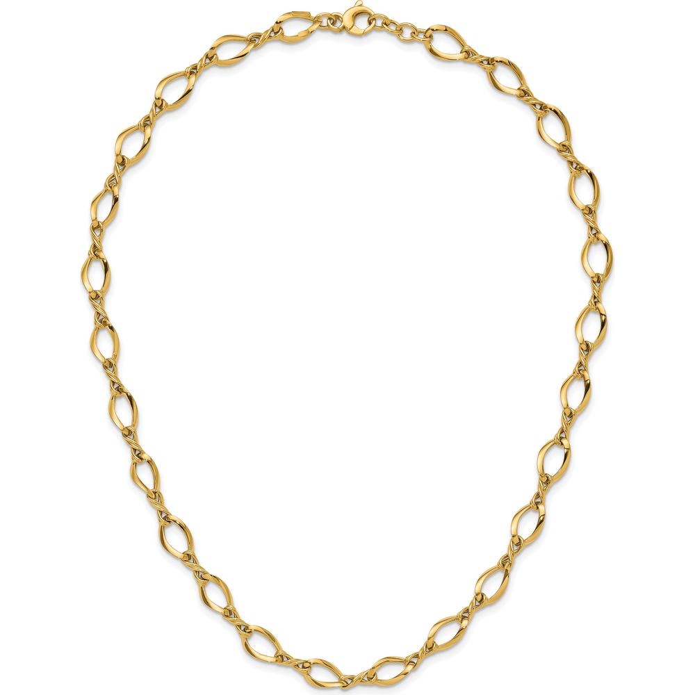 14K Yellow Gold Twisted Oval Link Necklace - 18 Inches by 0