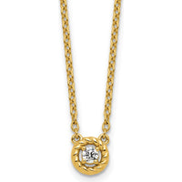 14K Yellow Gold Twisted Pendant Necklace with Round Diamond - 1/10 Carat Total Diamond Weight by Oro Pregiato