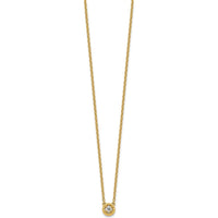 14K Yellow Gold Twisted Pendant Necklace with Round Diamond - 1/10 Carat Total Diamond Weight by Oro Pregiato