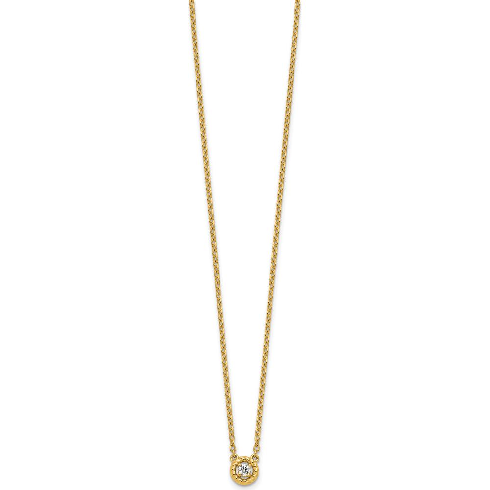 14K Yellow Gold Twisted Pendant Necklace with Round Diamond - 1/10 Carat Total Diamond Weight by Oro Pregiato
