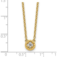 14K Yellow Gold Twisted Pendant Necklace with Round Diamond - 1/10 Carat Total Diamond Weight by Oro Pregiato