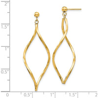 14K Yellow Gold Twisted Post Dangle Earrings - 40mm Length, Polished Finish by Oro Pregiato