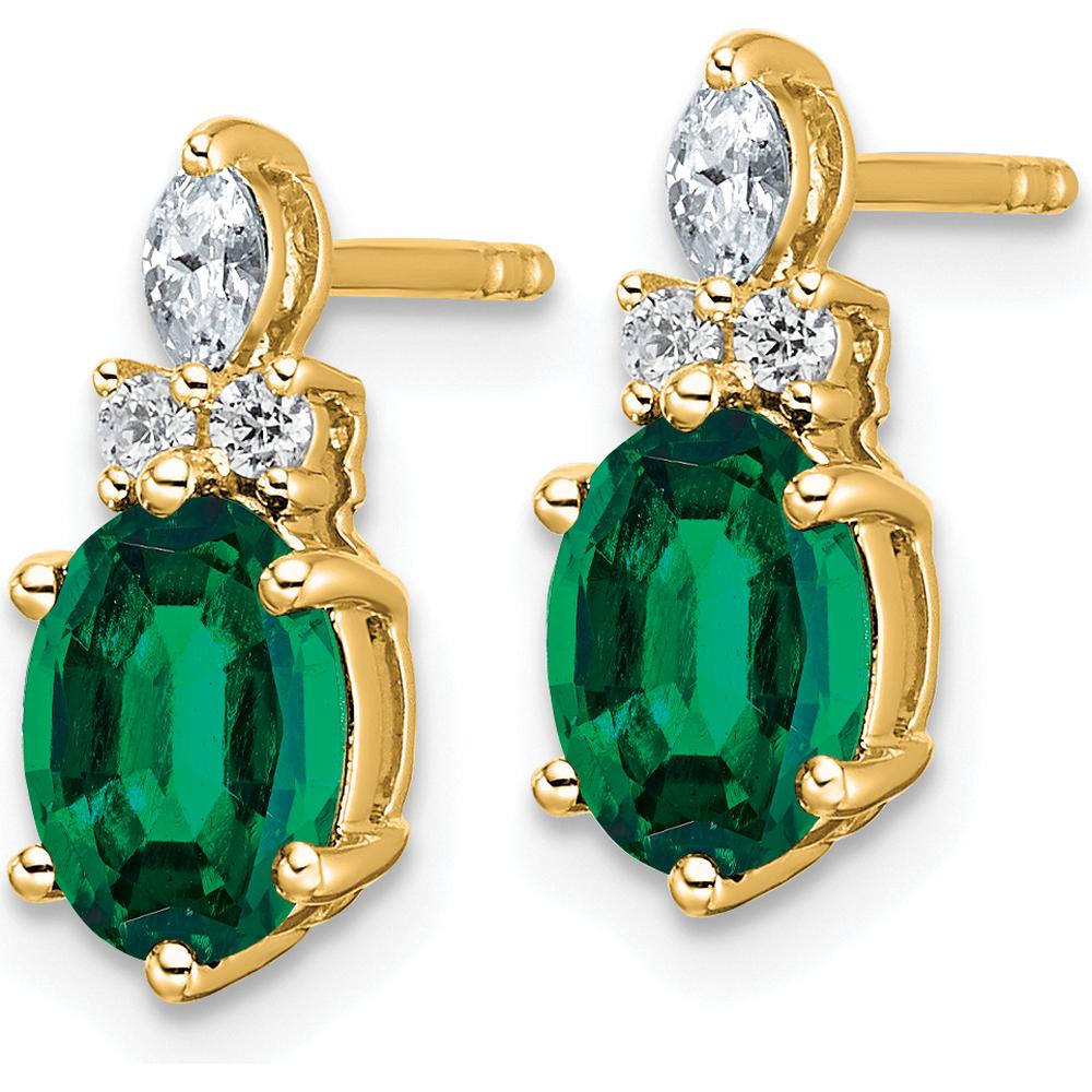 14K Yellow Gold Twisted Post Earrings with Lab-Created Emeralds and Diamonds - 3.0 Carat Total Gem Weight by Oro Pregiato