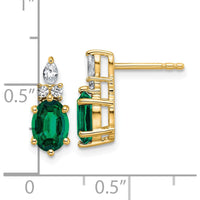 14K Yellow Gold Twisted Post Earrings with Lab-Created Emeralds and Diamonds - 3.0 Carat Total Gem Weight by Oro Pregiato
