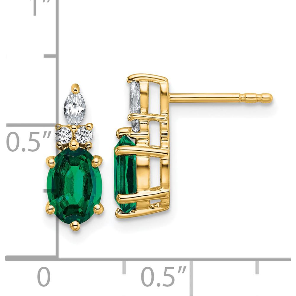 14K Yellow Gold Twisted Post Earrings with Lab-Created Emeralds and Diamonds - 3.0 Carat Total Gem Weight by Oro Pregiato