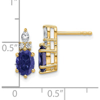 14K Yellow Gold Twisted Post Earrings with Lab-Created Oval Sapphire and Natural Diamond Accents by Oro Pregiato