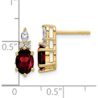 14K Yellow Gold Twisted Post Earrings with Natural Garnet and Diamonds - 0.12 Carat Total Garnet Weight, 0.068 Carat Total Diamond Weight by Oro Pregiato