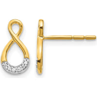 14K Yellow Gold Twisted Post Earrings with Round Brilliant Diamonds - 0.014 Carat Total Diamond Weight by Monteluci Fine Jewelry