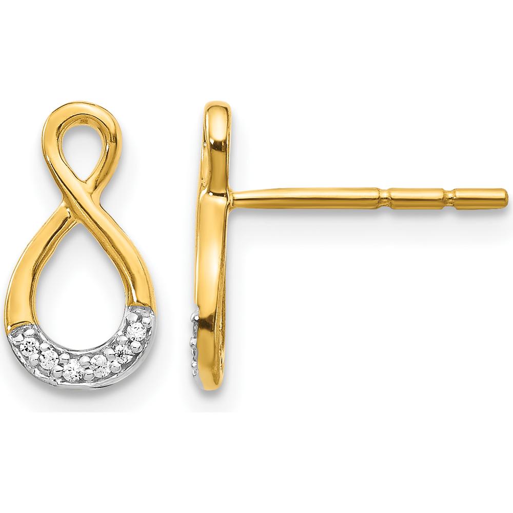 14K Yellow Gold Twisted Post Earrings with Round Brilliant Diamonds - 0.014 Carat Total Diamond Weight by Monteluci Fine Jewelry