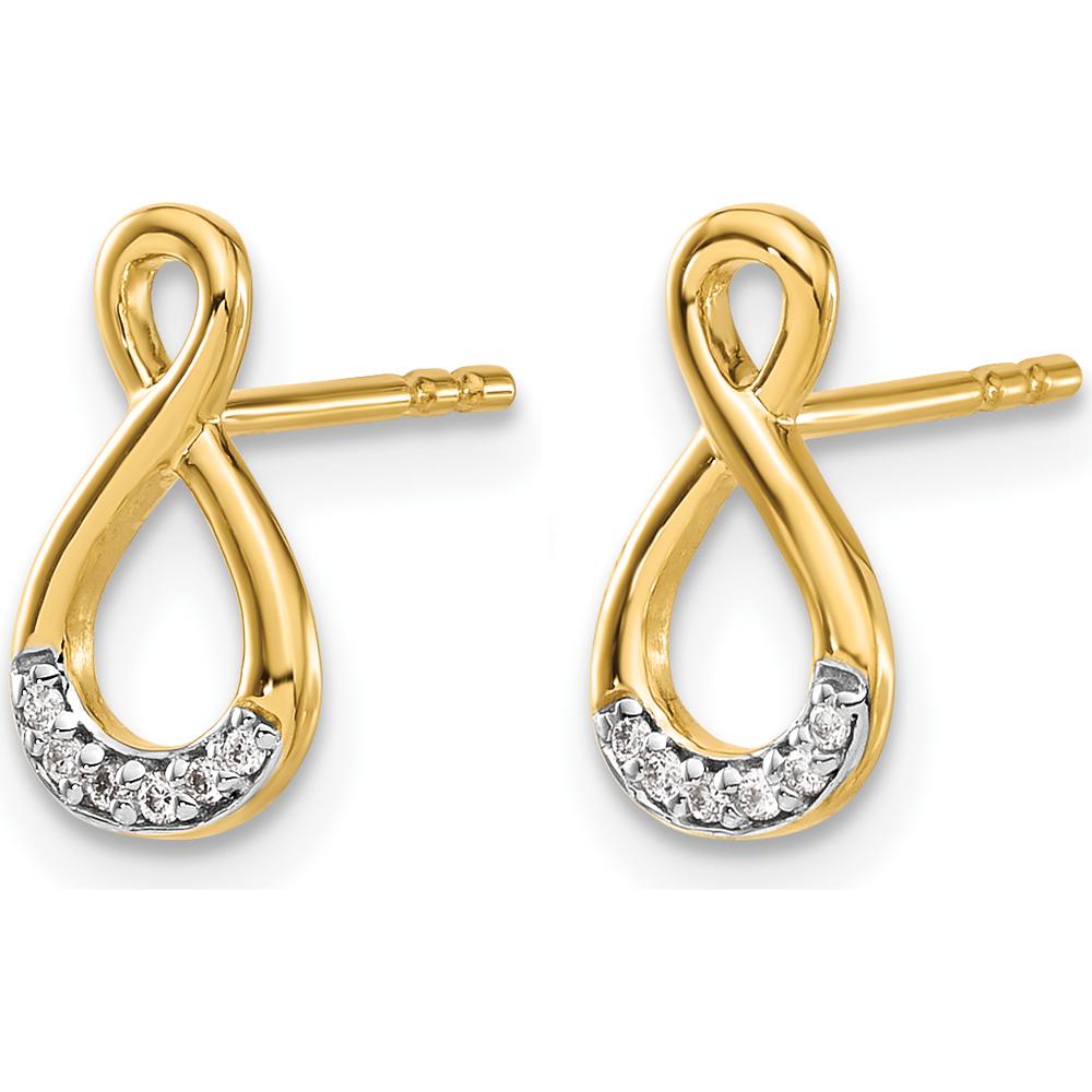 14K Yellow Gold Twisted Post Earrings with Round Brilliant Diamonds - 0.014 Carat Total Diamond Weight by Monteluci Fine Jewelry
