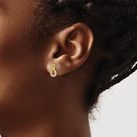 14K Yellow Gold Twisted Post Earrings with Round Brilliant Diamonds - 0.014 Carat Total Diamond Weight by Monteluci Fine Jewelry