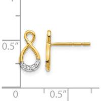 14K Yellow Gold Twisted Post Earrings with Round Brilliant Diamonds - 0.014 Carat Total Diamond Weight by Monteluci Fine Jewelry