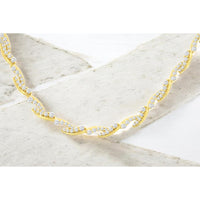 14K Yellow Gold Twisted Ribbon Necklace with Prong-Set Round Diamonds - 2.80 Carat Total Diamond Weight - Royal Jewelry