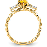 14K Yellow Gold Twisted Ring with Oval Citrine and Diamond Accents - 1.26 Carat Total Weight by 0