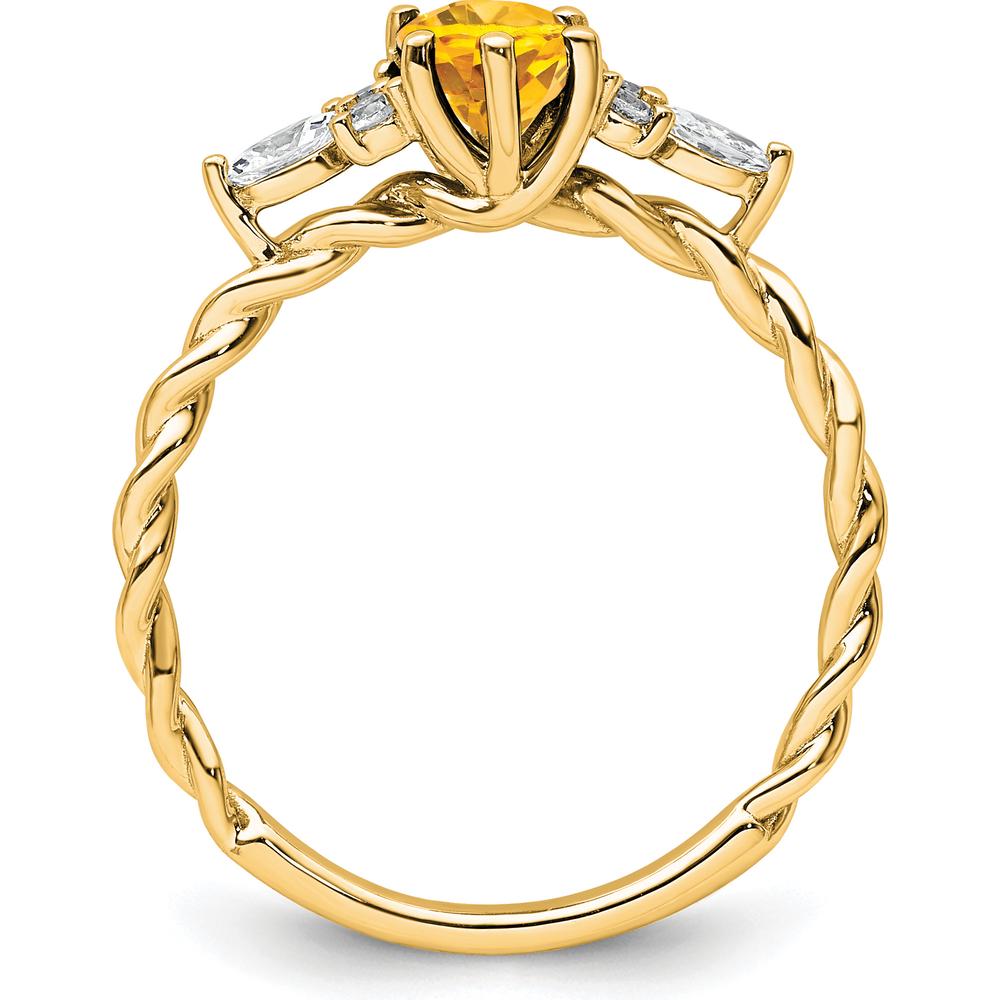 14K Yellow Gold Twisted Ring with Oval Citrine and Diamond Accents - 1.26 Carat Total Weight by 0