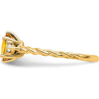 14K Yellow Gold Twisted Ring with Oval Citrine and Diamond Accents - 1.26 Carat Total Weight by 0