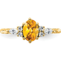 14K Yellow Gold Twisted Ring with Oval Citrine and Diamond Accents - 1.26 Carat Total Weight by 0