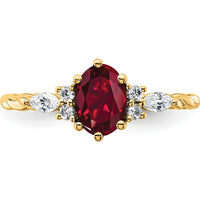 14K Yellow Gold Twisted Ring with Oval Lab Created Ruby and Diamond Accents - 0.24 Carat Total Diamond Weight by 0