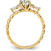 14K Yellow Gold Twisted Ring with Oval White Topaz and Diamond Accents - 1.44 Carat Total Gem Weight by 0