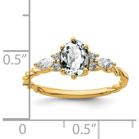 14K Yellow Gold Twisted Ring with Oval White Topaz and Diamond Accents - 1.44 Carat Total Gem Weight by 0