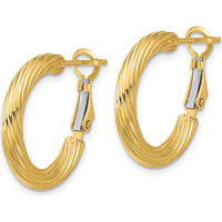 14K Yellow Gold Twisted Round Hoop Earrings - 21mm Length, Polished Finish by Oro Pregiato