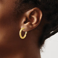 14K Yellow Gold Twisted Round Hoop Earrings - 21mm Length, Polished Finish by Oro Pregiato