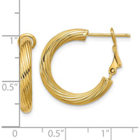14K Yellow Gold Twisted Round Hoop Earrings - 21mm Length, Polished Finish by Oro Pregiato