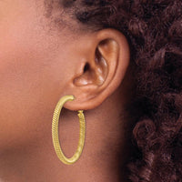 14K Yellow Gold Twisted Round Omega Back Hoop Earrings - 44mm Length by Oro Pregiato