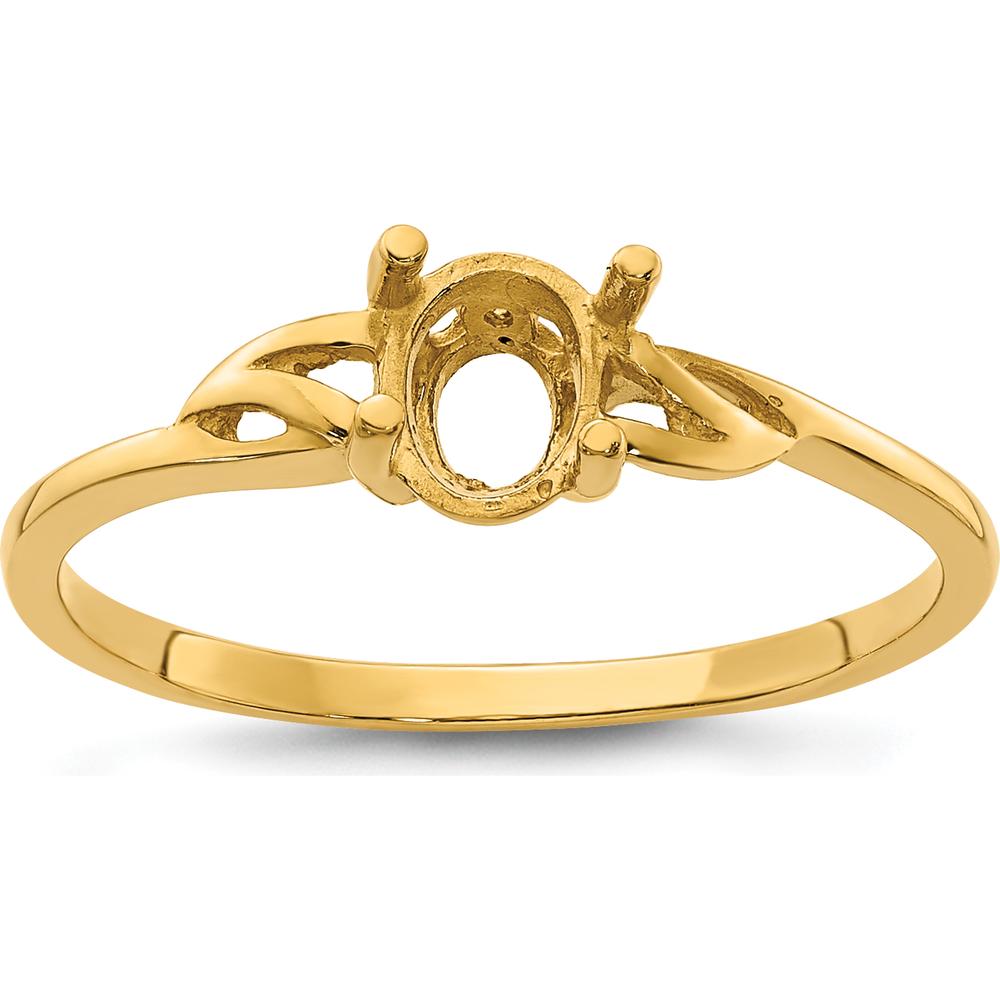 14K Yellow Gold Twisted Shank Oval Ring Mounting for Custom Gemstone by Oro Pregiato