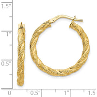 14K Yellow Gold Twisted Textured Large Hoop Earrings - Polished Finish by 0