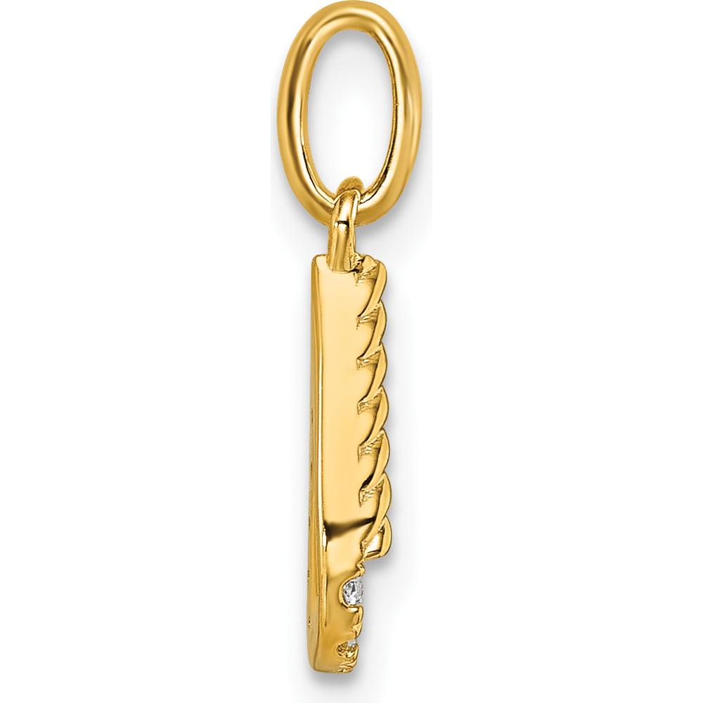 14K Yellow Gold Twisted U Charm with 0.10 Carat Diamond Accent - Personalized Pendant by Oro Pregiato