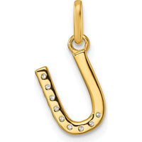 14K Yellow Gold Twisted U Charm with 0.10 Carat Diamond Accent - Personalized Pendant by Oro Pregiato