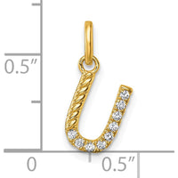 14K Yellow Gold Twisted U Charm with 0.10 Carat Diamond Accent - Personalized Pendant by Oro Pregiato