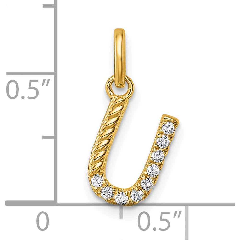 14K Yellow Gold Twisted U Charm with 0.10 Carat Diamond Accent - Personalized Pendant by Oro Pregiato