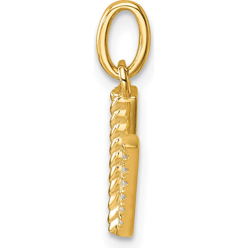 14K Yellow Gold Twisted V Charm with Diamonds - 0.05 Carat Total Diamond Weight by Oro Pregiato