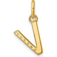 14K Yellow Gold Twisted V Charm with Diamonds - 0.05 Carat Total Diamond Weight by Oro Pregiato