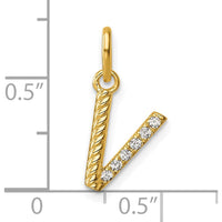 14K Yellow Gold Twisted V Charm with Diamonds - 0.05 Carat Total Diamond Weight by Oro Pregiato