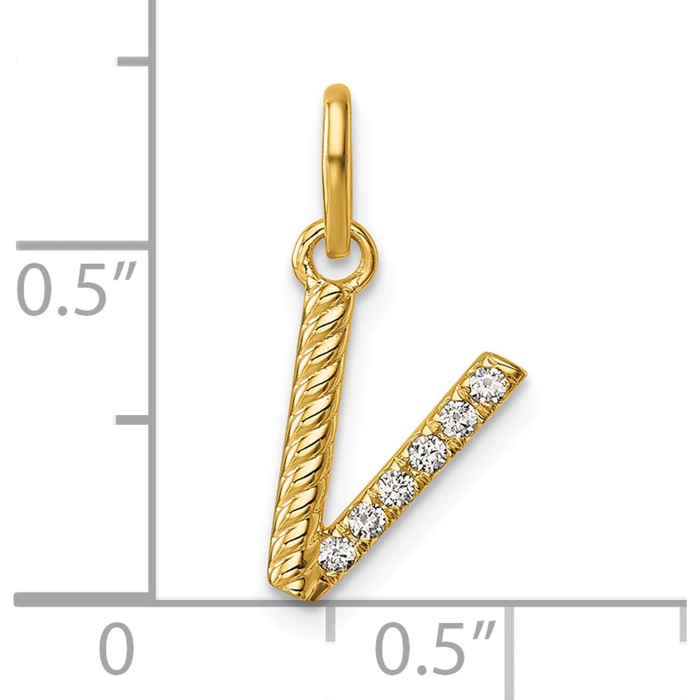 14K Yellow Gold Twisted V Charm with Diamonds - 0.05 Carat Total Diamond Weight by Oro Pregiato