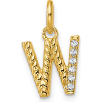 14K Yellow Gold Twisted "W" Pendant with 0.05 Carat Diamond Accents by Oro Pregiato