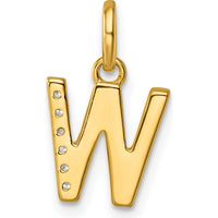 14K Yellow Gold Twisted "W" Pendant with 0.05 Carat Diamond Accents by Oro Pregiato