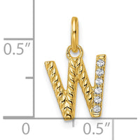 14K Yellow Gold Twisted "W" Pendant with 0.05 Carat Diamond Accents by Oro Pregiato