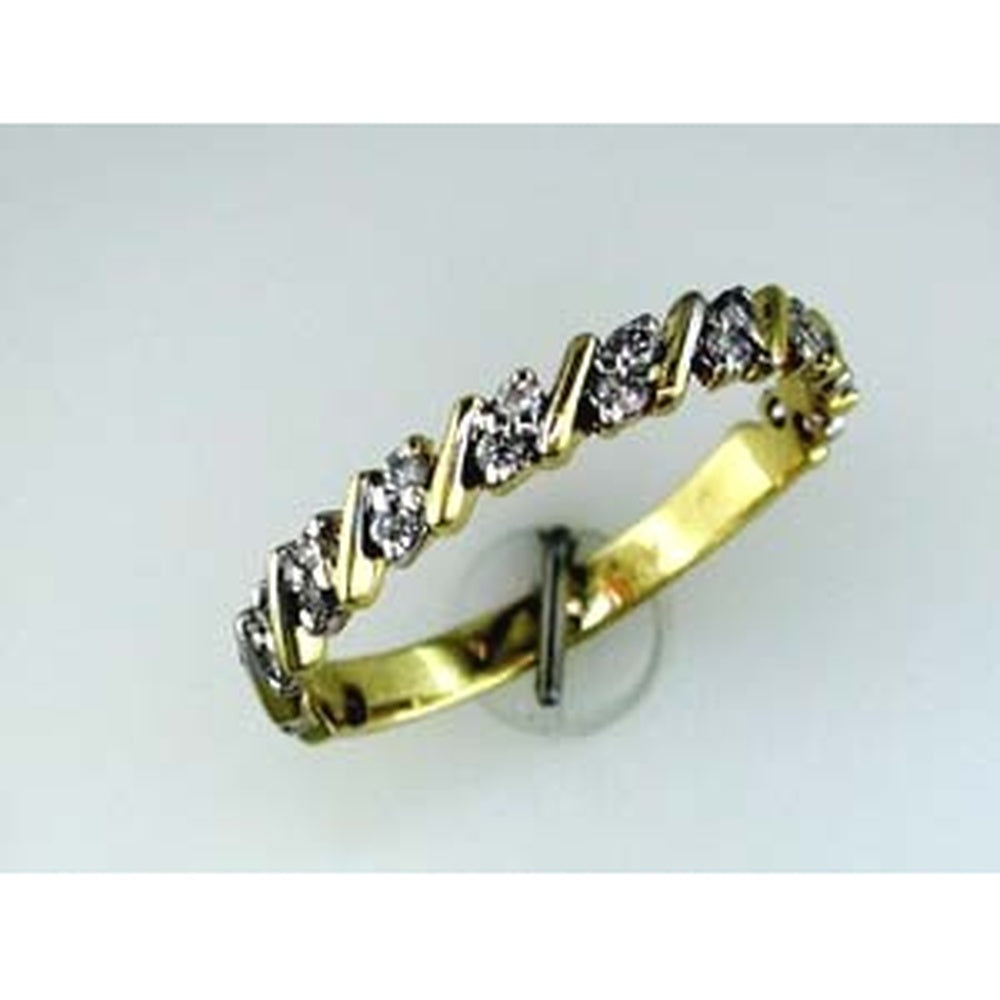 14K Yellow Gold Twisted Wave Diamond Band with Prong-Set Round Diamonds - 0.39 Carat Total Diamond Weight - Royal Jewelry