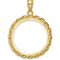 14K Yellow Gold Twisted Wire 22mm Coin Bezel Pendant for 1/4 oz. American Eagle Coin by Numis Coin Jewelry