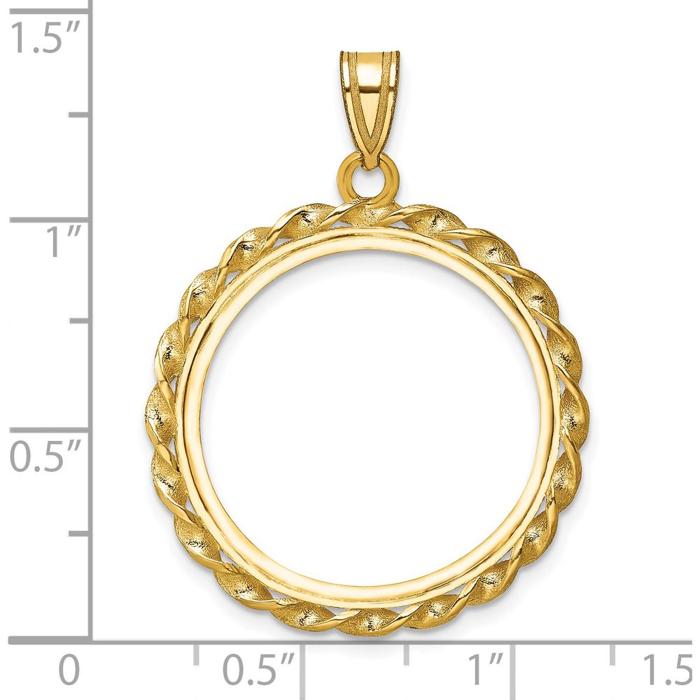 14K Yellow Gold Twisted Wire 22mm Coin Bezel Pendant for 1/4 oz. American Eagle Coin by Numis Coin Jewelry
