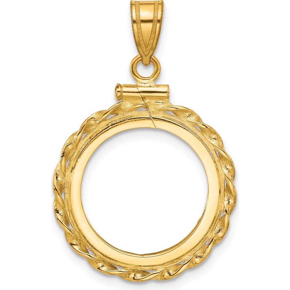 14K Yellow Gold Twisted Wire Screw-Top Coin Bezel Pendant - 31mm Length by Numis Coin Jewelry